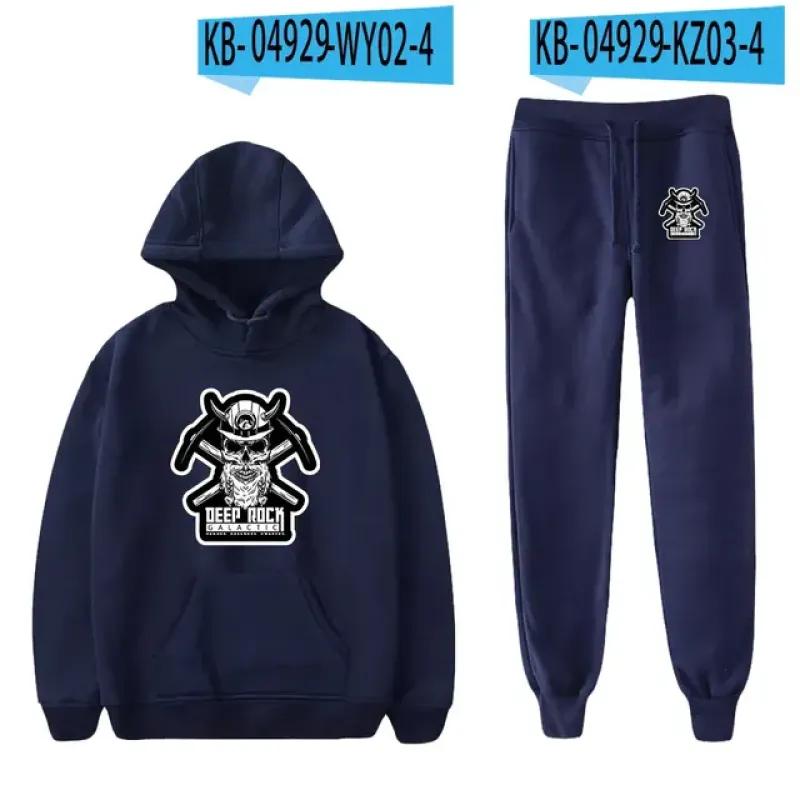 Deep Rock Galactic Casual träningsoverall 2-delads set huvtröja + byxor kostym Sportkläder Streetwear Casual joggingkläder