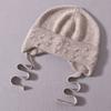 Children's Knitted Hat Rabbit Velvet Front with Small Diamonds with Braids Ear Protectors Cute Outdoor Wool Hat Warm and Windproof