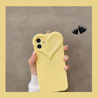 Coque de téléphone en Tpu souple et solide, couleur bonbon, en Silicone, pour Iphone 14 11 12 13 Pro Max X Xr Xs 7 8 14 Plus, cœur d'amour 3d