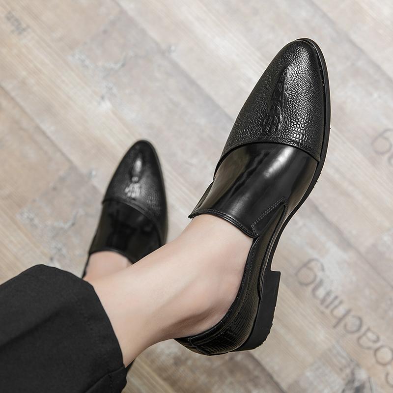 Fashion Popular Le Fu Shoes Men Second Layer Pigskin Pointed Toe One Foot Business Fashion Brand Formal Shoes Size 38-48 Men Shoes