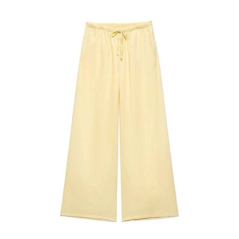 Zbzr Spring New Women Clothes Western Style Linen Kimono Cross Outerwear Fluid Pants 6078572 5057572