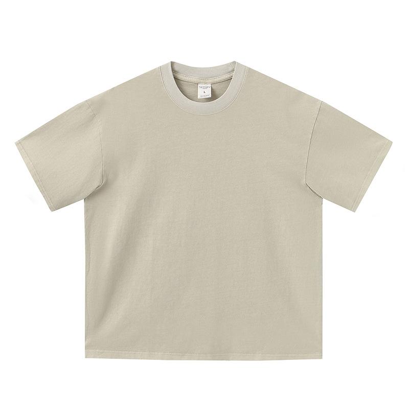Men'S Trendy Brand Summer Washed And Dyed Old Light Version Short-Sleeved T-Shirt Heavy Cotton Casual High Street Half-Sleeves