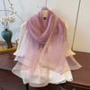 Fashion Shimmer Pearls Striped Hijab Scarf Soft Plain Solid Sunscreen Shawl Breathable Long Foulard Hijab