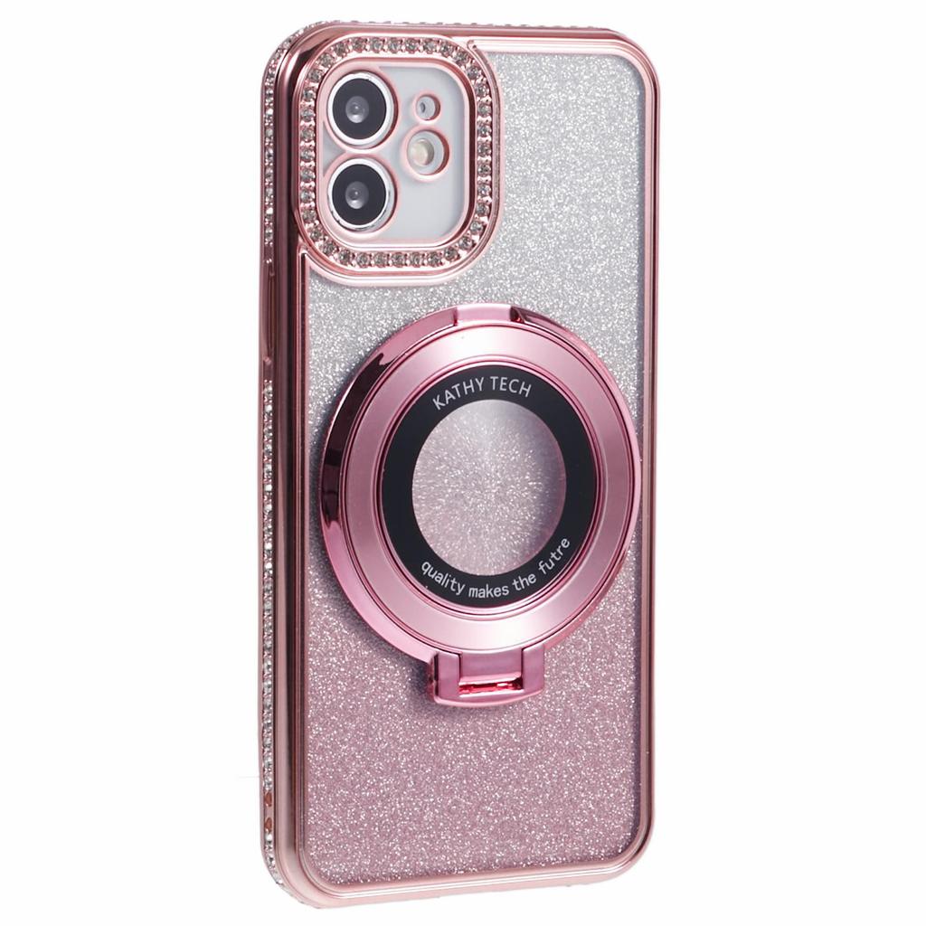 For iPhone 11 Cell Phone Case Gradient TPU Cover with Kickstand/Rhinestone