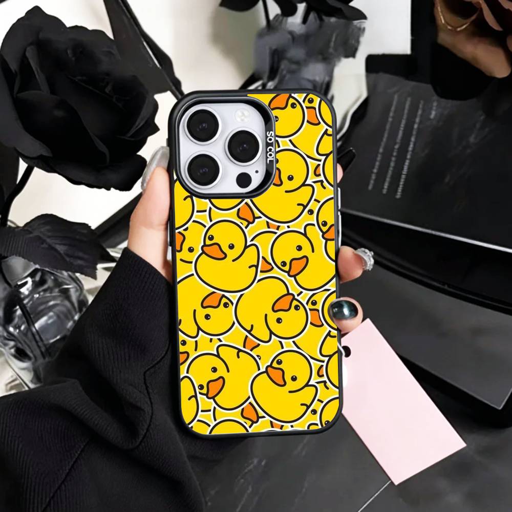 Adorable Yellow D-Duck   Phone Case For iPhone17,16,15,14,13,12,11 Plus,Pro Max Colored Silver Plated Inside Cover