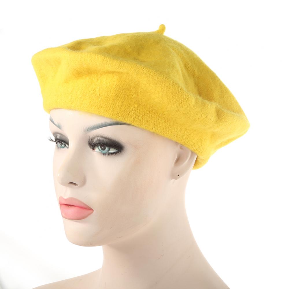 Women Girl Solid Color Warm Winter Beret French Artist Beanie Hat Ski Cap