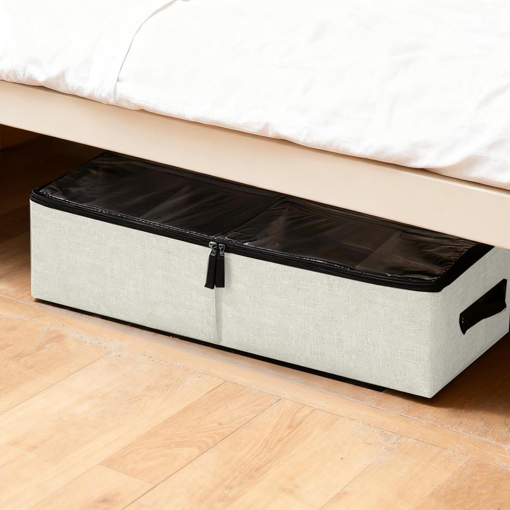 Under Bed Storage Foldable with Clear Lid Handles Under the Bed Storage Bins for Closet Bedroom Living Room Home Apartment