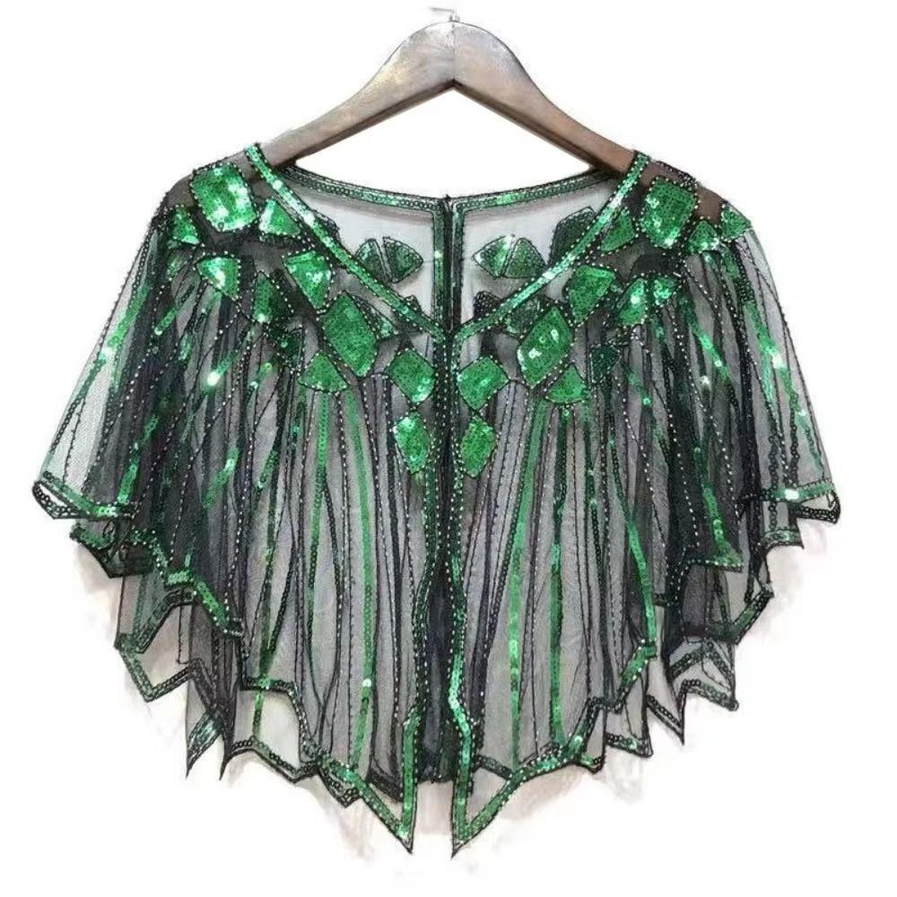 Beaded Decoration Women's Sequins Shawl Vintage Flapper Party Shawl Elegant Evening Cape Ladies