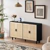 158CM Elegant and Functional 4-Door Rattan Decorative Storage Cabinet,for Bedroom,Living Room,Office,Black