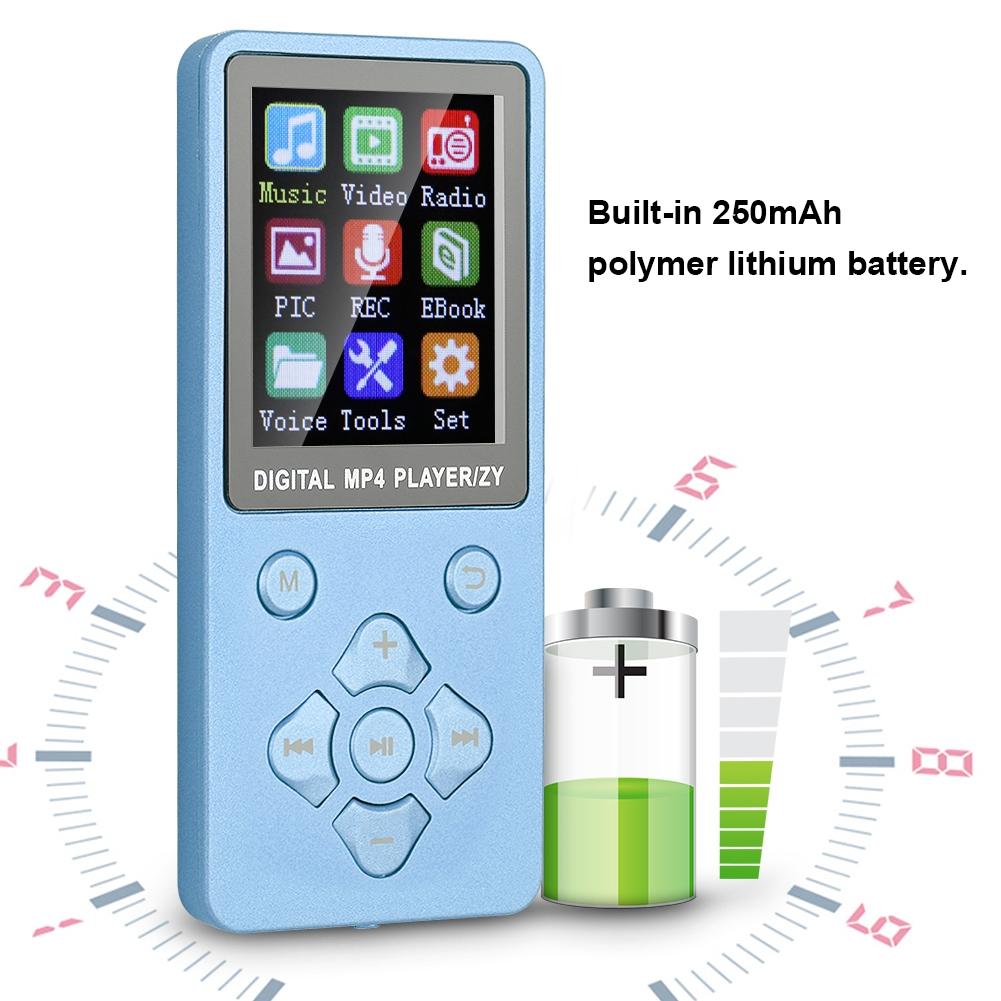 T1 Music MP3 MP4 Player Bluetooth Support 32G Memory Card Crossshaped Buttons Blue