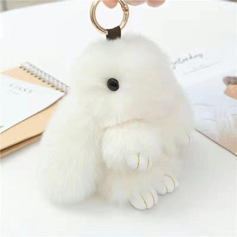 

Mengmengtu Plush Rabbit Charm - Cute Faux Fur Keychain Pendant 15 cm