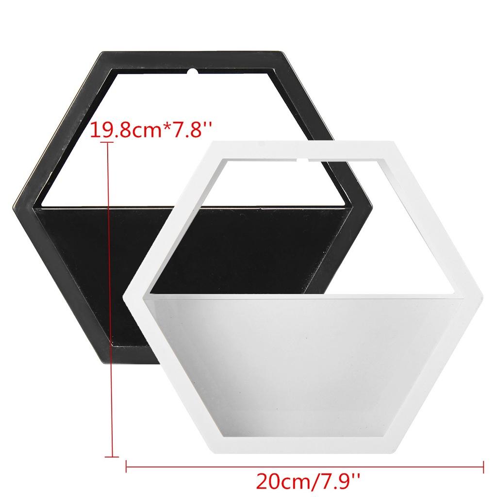 Decor Lemn Stil Nordic Montat pe Perete Cadru Hexagonal Flori Cărți Jucării Ghiveci Raft de Depozitare Suport Expunere Figurine Artizanat Rafturi