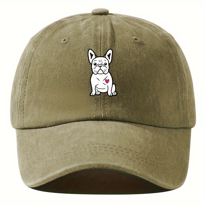 Retro baseball cap with fighting dog pattern design suitable for outdoor activities such as running, fishing, and hiking