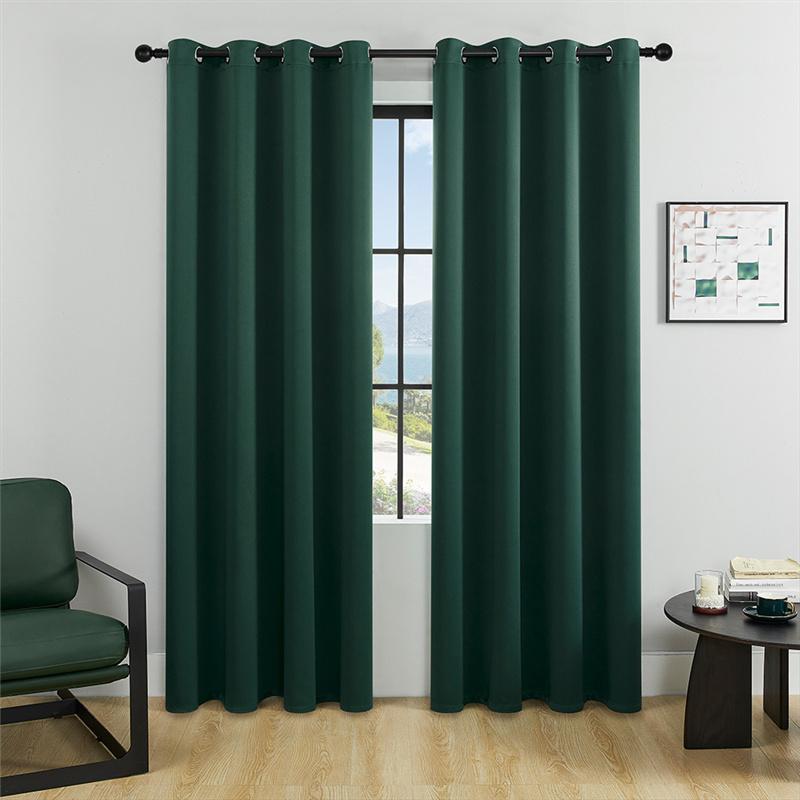 High Density Fabric 100% Blackout Curtains Thermal Insulated Sunproof Drapes with Grommet Top Bedroom Living Room Decor