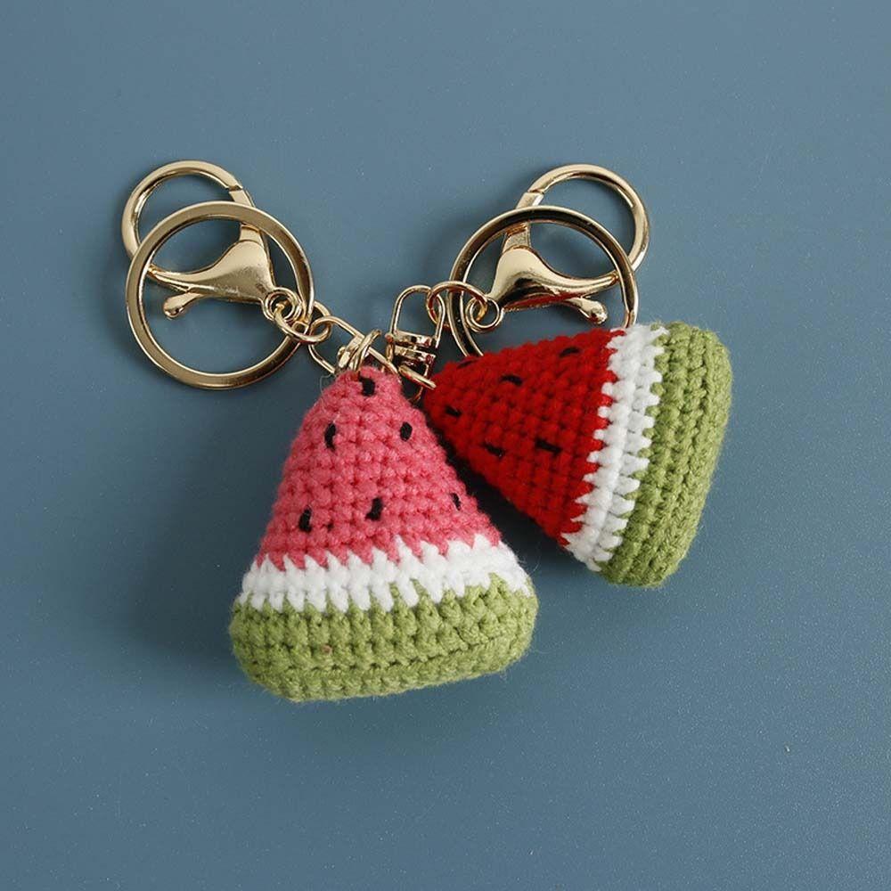 Knitted Weaving Keychain Fruit Series Wool Crochet Pendant Fashion Watermelon Pendant Bag Charm