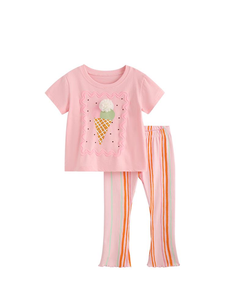 Malwee Sommarset för flickor med T-shirt och byxor med resår i midjan