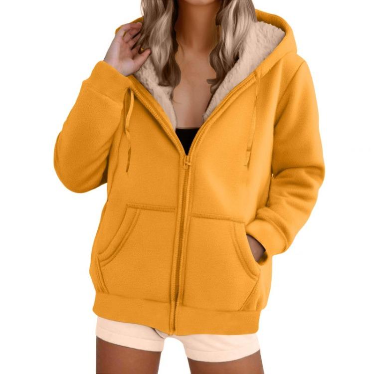 Women Hooded Jacket Casual Loose Zipper Cardigan Long Sleeve Sweatshirt Fashion Outerwear