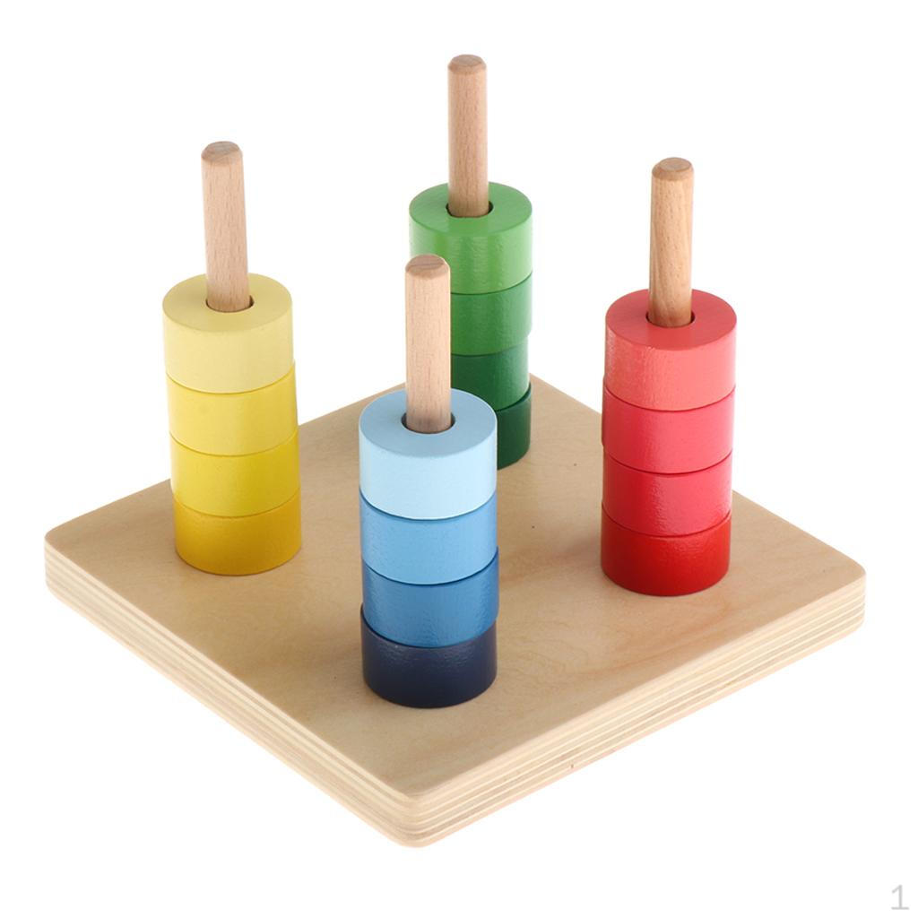 

Деревянная игрушка-конструктор с кольцами, детский счет, 4 колышка, 16 колец — игрушки для раннего развития для детей 0–3 лет