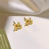 Gardenia Petal Stud Earrings: New Style Needle Design, Versatile & Stylish for Women