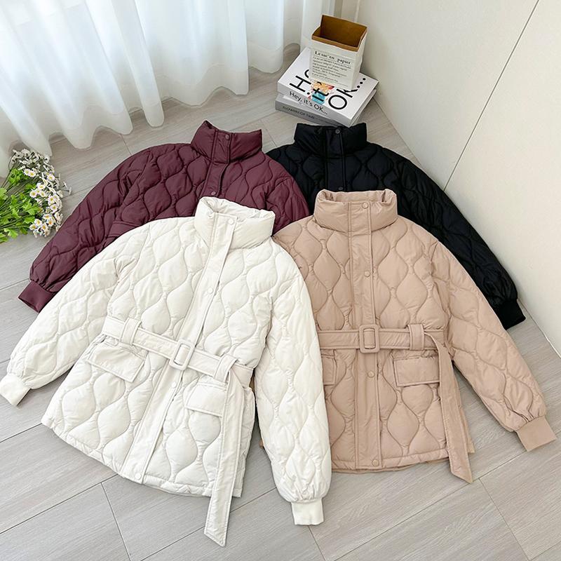 Fashion Winter Woman Parkas With Belt Loose Thick Warm Jackets Women's Coats