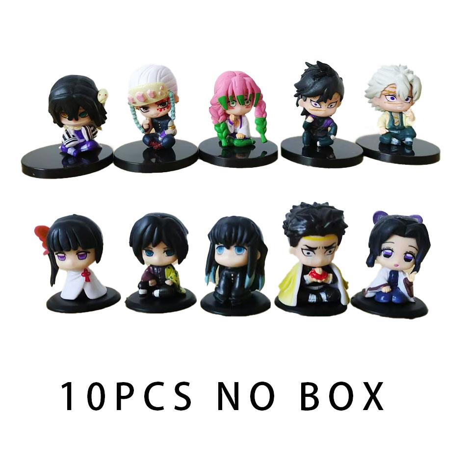 15 PCS/Set Q Version Demon Slayer Sitting Ghost Doll Tanjiro Nidouzi Inosuke Zenizu Figure Action Figure Movie Model Toys Doll