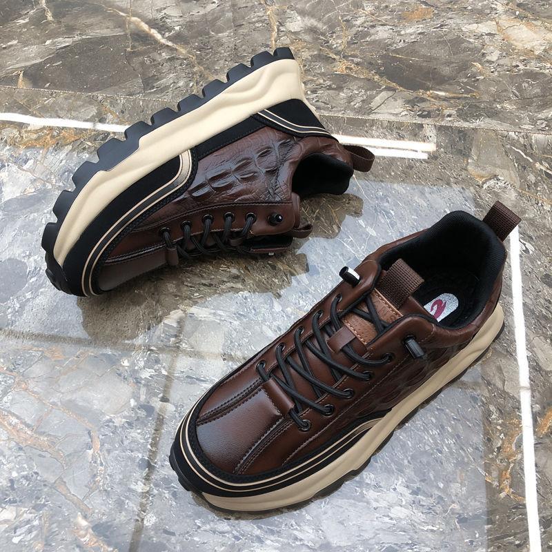 Brand Men Sneakers  New Crocodile Pattern Leather Casual Shoes Male Platform Running Shoes Luxury Fashion Mens Tennis Shoes