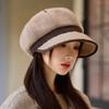 Autumn and Winter Hat Women's Velvet Duck Tongue Bucket Hat Fashion Octagonal Hat Beret