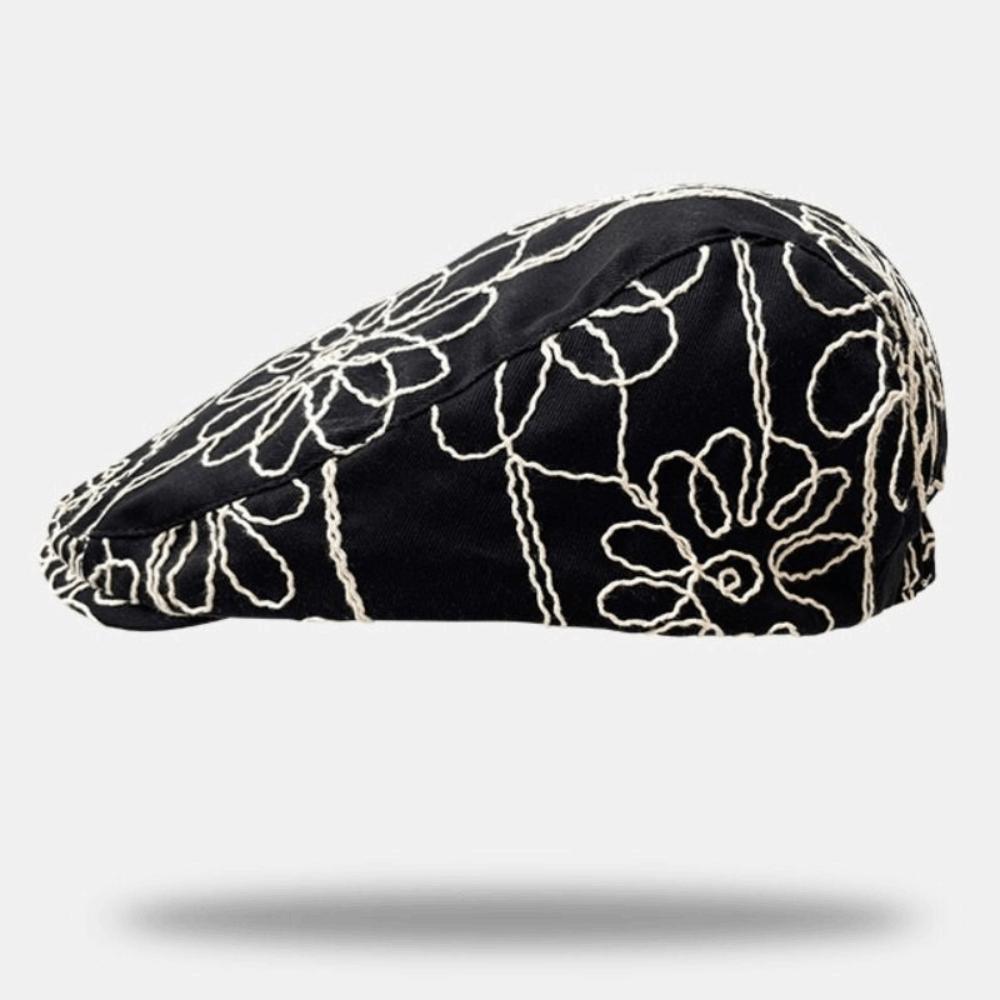 Casual Versatile Forward Cap Flower Embroidery British Hat Fashion Beret For Lady Girl