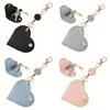 Fashion PU Leather Heart Shaped Keychain Solid Color Retractable Buckle Key Storage Bag Bag Accessory Bag Pendant Ornament Gifts