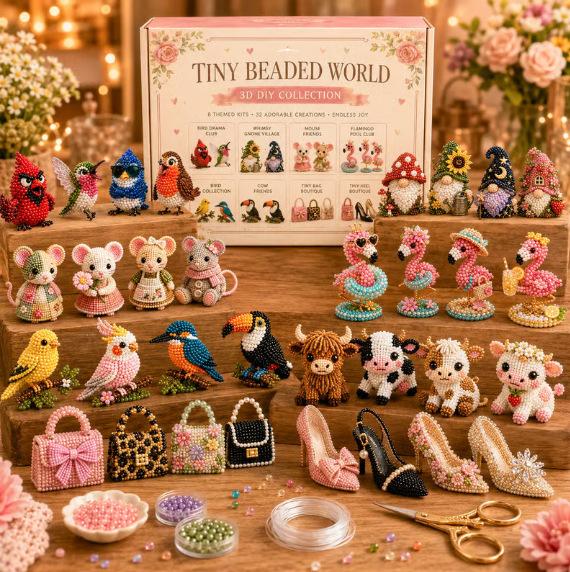 Creative Beaded Mini World 3D DIY Kit, Handmade Bead Craft Set for DIY Art Decoration