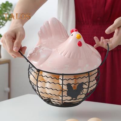 Panier de stockage d'œufs avec poignée, grande capacité, antirouille, résistant à la Corrosion, conception creuse, panier de collecte d'œufs