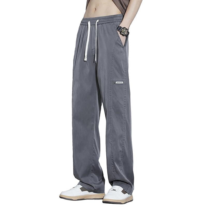 

[W Wonyo] kind tencel semi wide pants men s pants cool summer clothes bottoms Cold sensation Thin summer Panties stretch extend easy pants casual