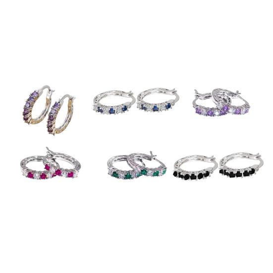 Silver Hoop Earrings for Women Cubic Zirconia Hoop Earrings for Mother's Day Anniversary Birthday Gifts