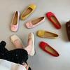 French flat bottom shallow mouth single shoes women's shoes summer 2025 new bow ladyshoes square head red boat shoes