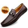 Men's Cross-Border Slip-On Leather Driving Moccasins - Casual Low-Top, Large Size Cowhide Shoes for Spring and Autumn