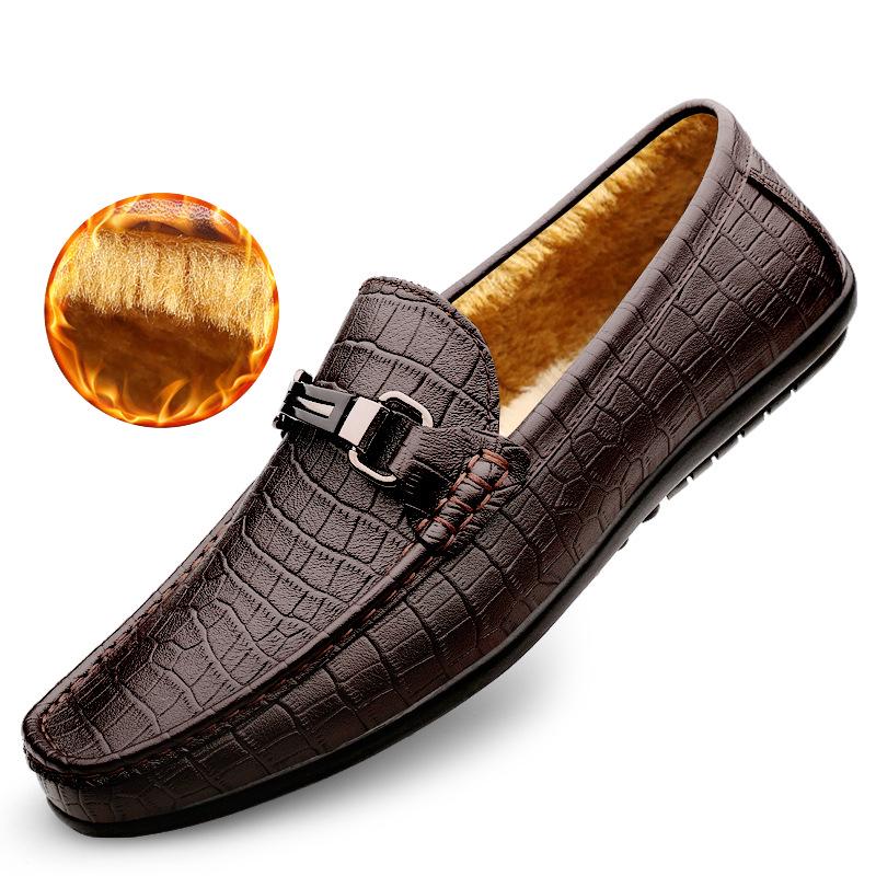 Men's Cross-Border Slip-On Leather Driving Moccasins - Casual Low-Top, Large Size Cowhide Shoes for Spring and Autumn