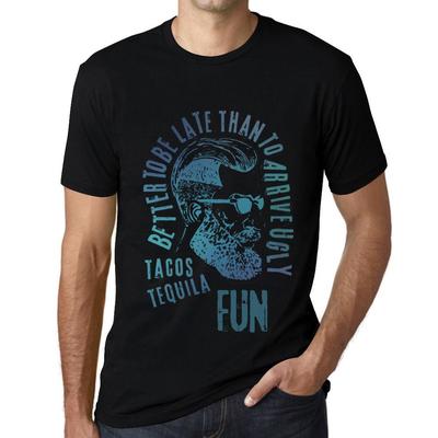 Men’s Vintage Tee Shirt Graphic T Shirt Tacos, Tequila and Fun Deep Black