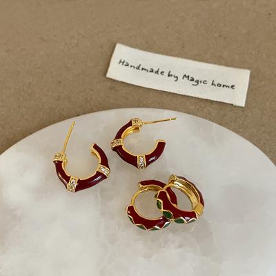 Orecchini a perno Zircone Rosso Olio Gocciolante Ankola Orecchini Pendenti Retrò di Lusso Leggero Eleganti Moda Squisiti per Pendolari
