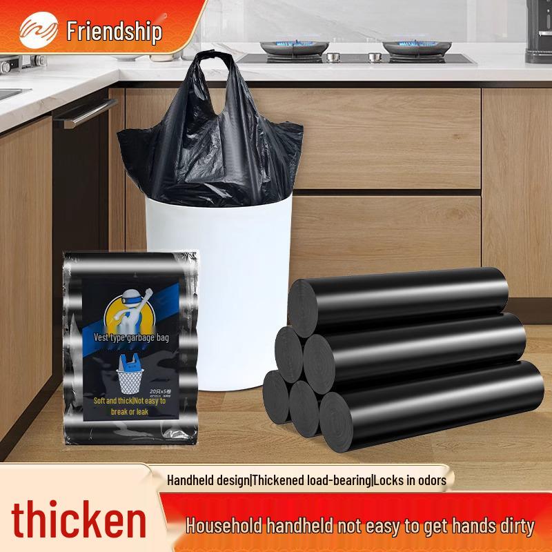 Large Black Disposable Trash Bags - Thick, Economical for Home, Office, or Kitchen Use