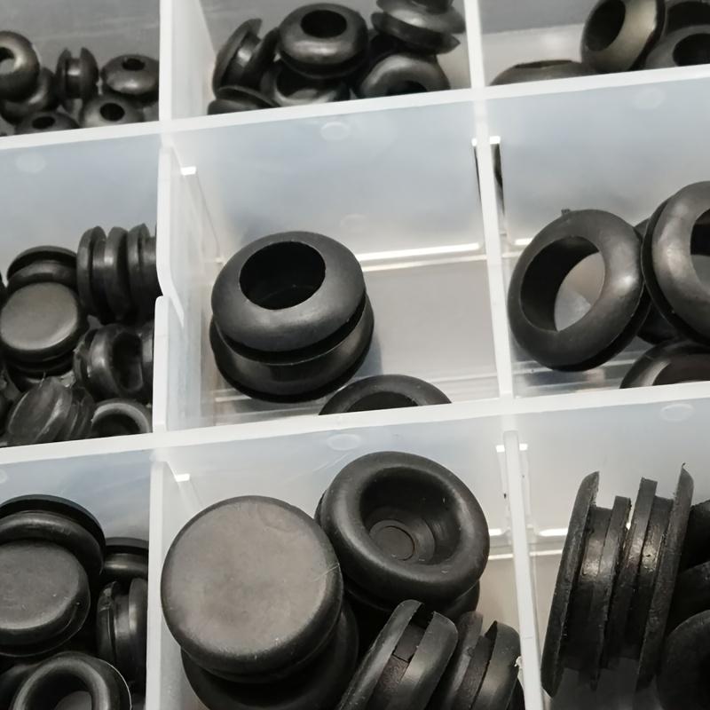 125pcs Rubber Grommet Protective Coil Double-sided Black Rubber Firewall Hole Plug Retaining Ring Car Electrical Wire Gasket