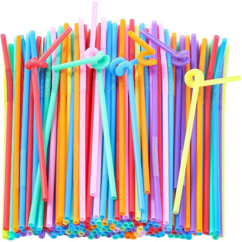

100/200PCS Disposable Drinking Straws Plastic Colorful Foldable Straws Wedding Party Christmas Kitchen Bar Drinks Accessories 100PCS