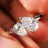OEVAS 1.5cttw 2-Stone Moissanite Rings 100% S925 Silver Toi et Moi Wedding Rings For Women Engagement Band Fine Jewelry