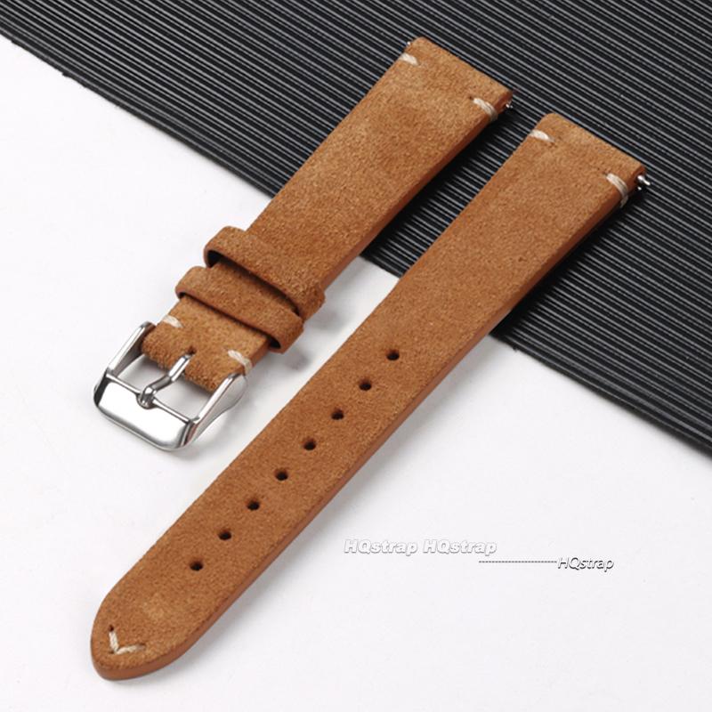 Vintage Leather Suede Watch Strap 14mm 16mm 18mm 20mm 22mm Watchband Gray Blue Brown Watch Bands Quick Release Wristband Belt