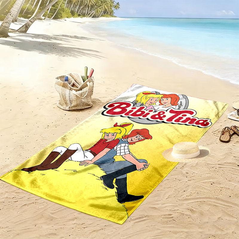 Bibi and Tina Print Beach Towel, Large Soft Quick Dry Towel for Beach Camping Swimming
