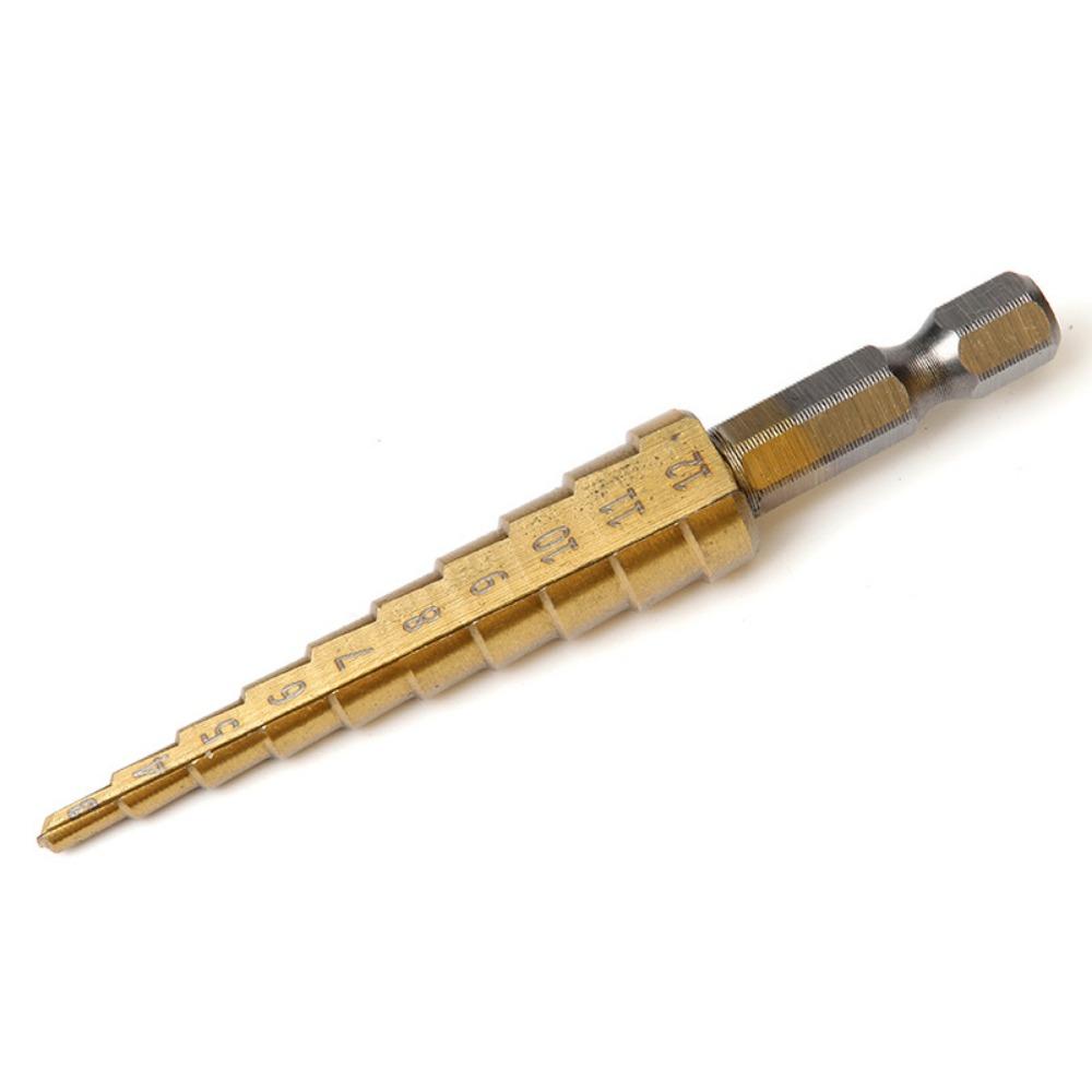 Baota Drill Bit 3-piece Set Hexagonal Handle Straight Slot Metric Titanium Plated Drilling Reamer Step Drill 3-piece Set Step Drill