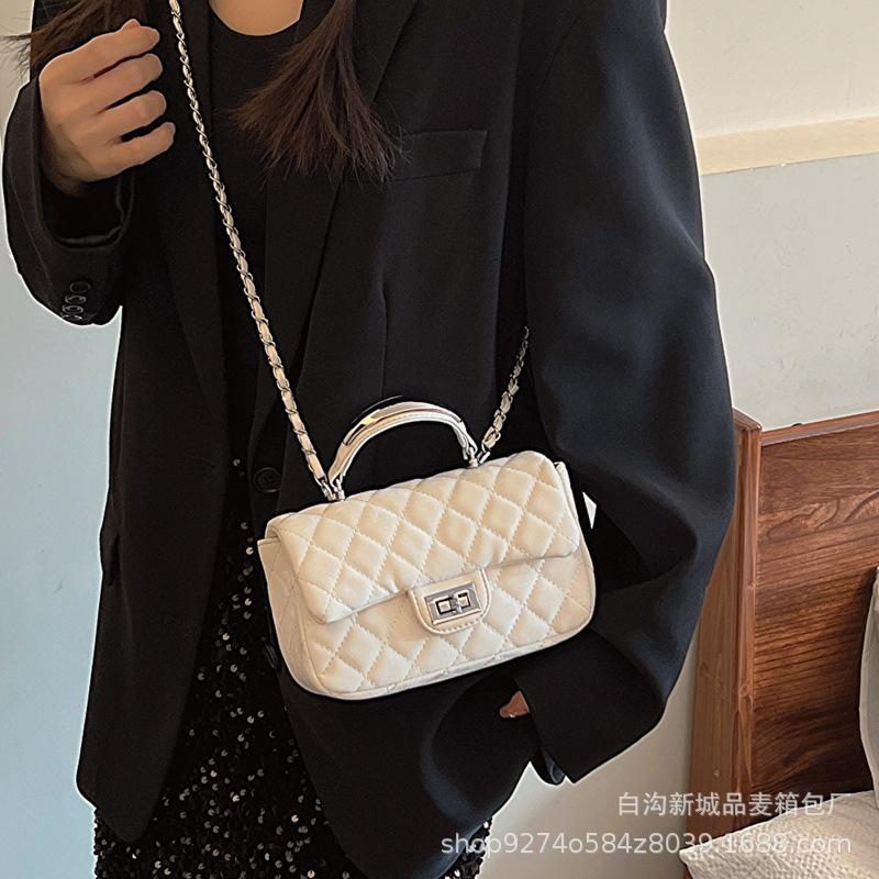 Small fresh fashion handbag women's 2025 new diamond check chain women's shoulder bag foreign style crossbody bag