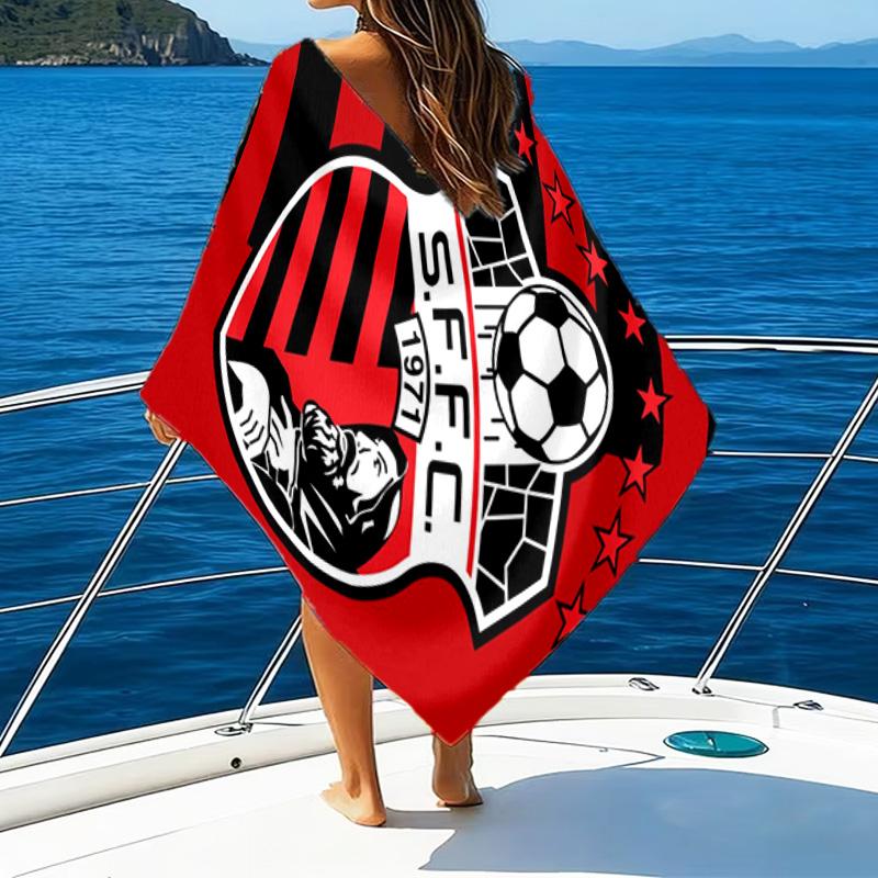 Soccer Team Crest Design Printed Beach Towel, Super Soft Microfiber, Perfect Gift Birthday, for Pool, Beach, Travel, for family and friends