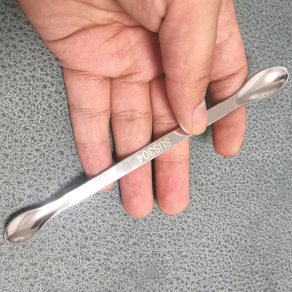 Powder Spoon Kit - 4 Pieces 6.3 Inch Stainless Steel Snuff Spoon Double Sided Teaspoon Medicine Scoop Mini Lab Shovel Capsule Filler Wax Tool for Dry