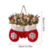Christmas Door Wreath Mitten Artificial Holiday Garland with LED Lights Holiday Decorations with Red Berries Pine Cones Branches