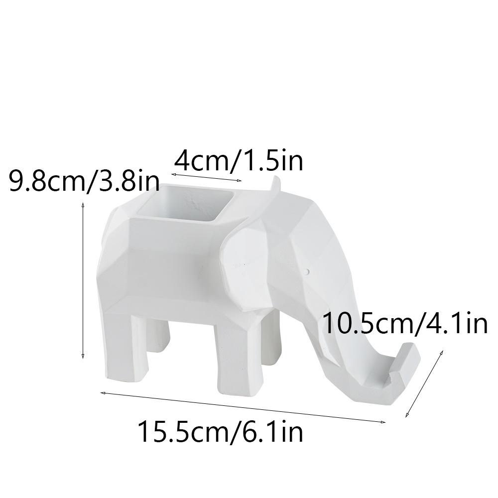 Creative geometric elephant mobile phone holder pen holder living room study decoration desk storage resin handicraft ornament